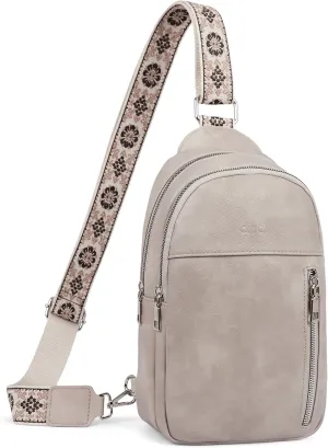 CLUCI Cross Body Bag Large Sling Bag for Women Leather Sling Backpack Fanny Pack Chest Bag for Travel Hiking