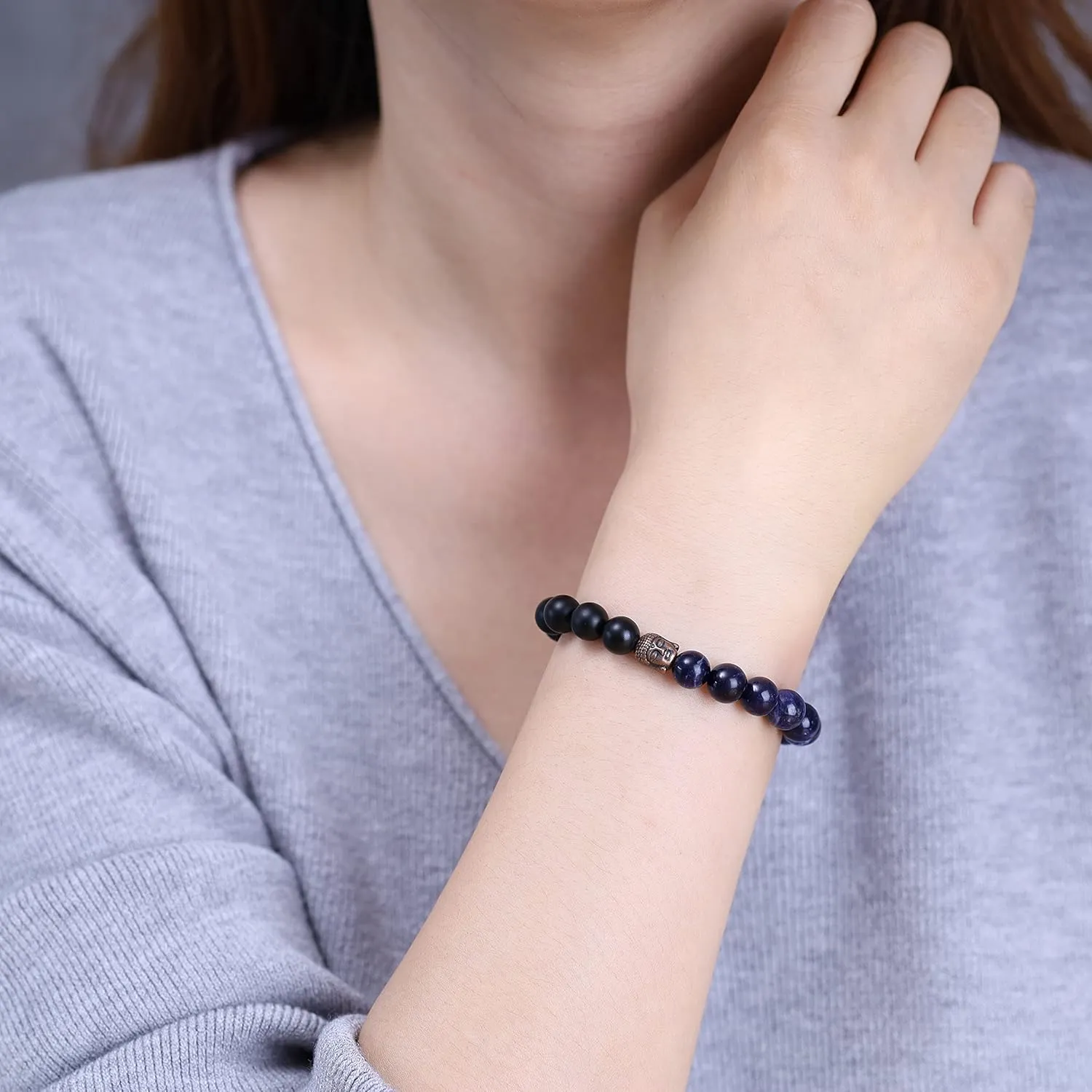 COAI Buddha Bracelet for Men Women Stone Beaded Bracelet