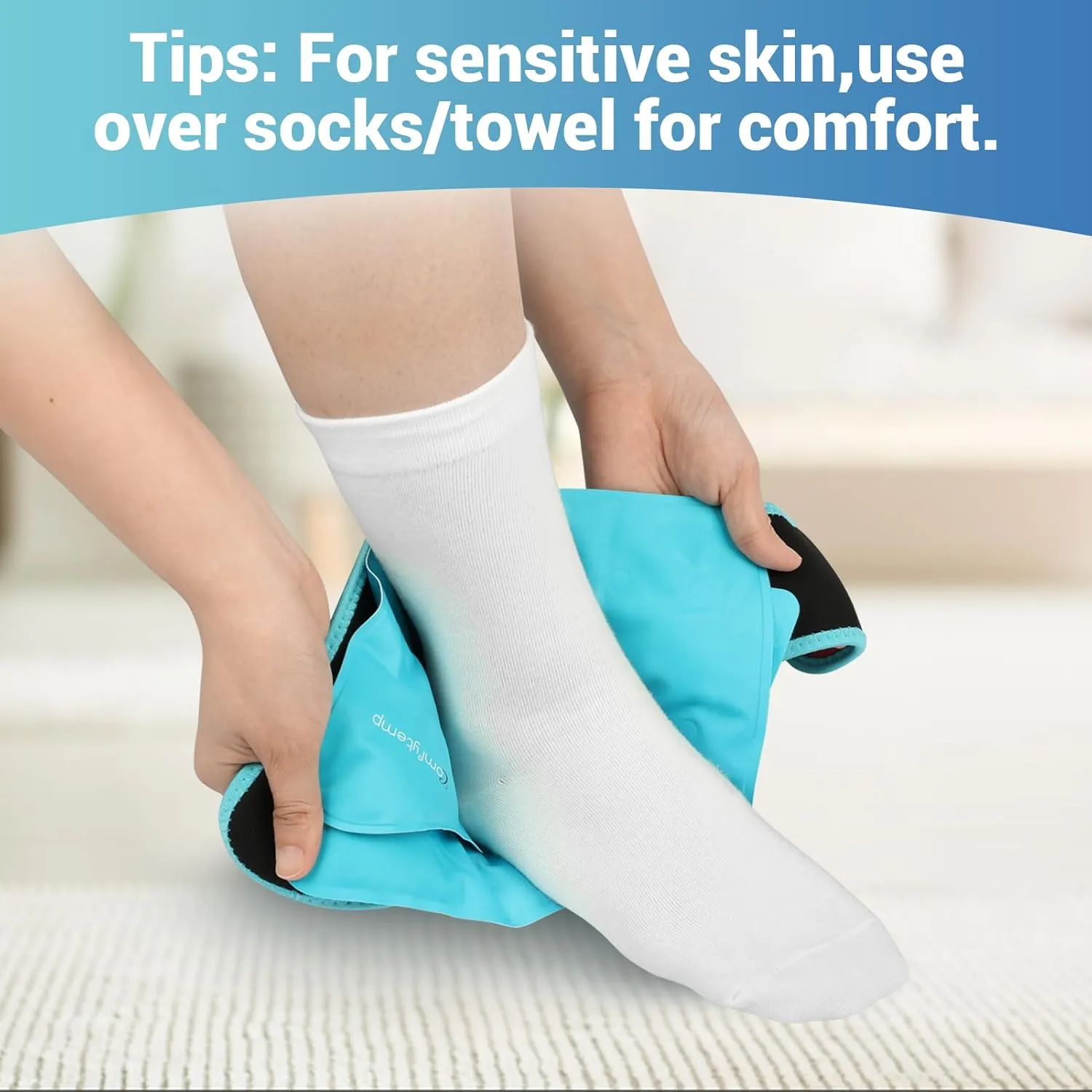 Comfytemp Ankle Ice Pack Wrap Brace for Swelling, Foot Pain Relief, 2 Gel Ice Packs for Injuries Reusable, FSA HSA Approved, Ice Bag Hot Cold Compression for Plantar Fasciitis, Men Women Surgery Gift