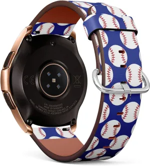 Compatible with Samsung Galaxy Watch (42mm) - Leather Watch Wrist Band Strap Bracelet with Quick-Release Pins (Baseball)