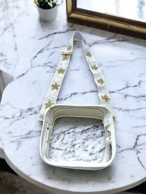 Concert Stadium Bag with beaded Strap - Game Day Bag- Approved Stadium Bag- Concert Purse- Transparent -Crossbody  - clear bag Football