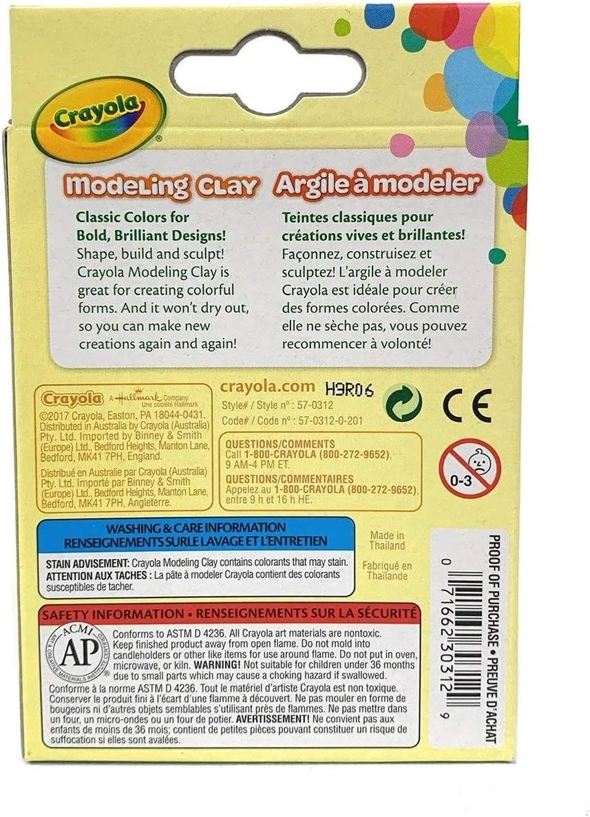 Crayola Modeling Clay .6oz 8/Pkg-Basic