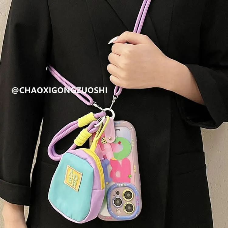 Cream Macaron iPhone Case with Crossbody Strap