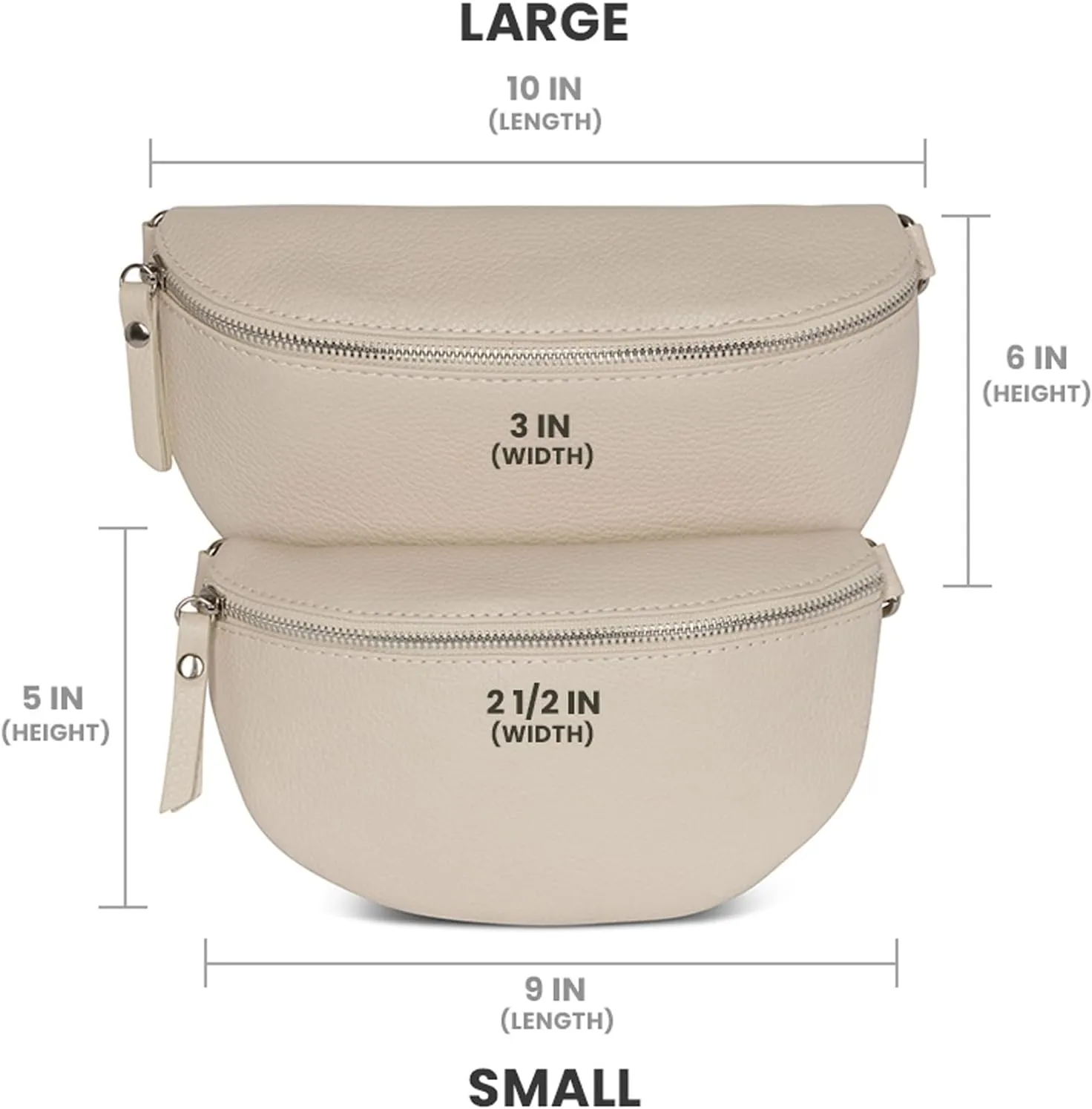 Crossbody Bag - Genuine Leather - Fanny Pack - Shoulder Sling Bag - Made in Italy, Sold in U.S. by Idalia (Beige, Large)