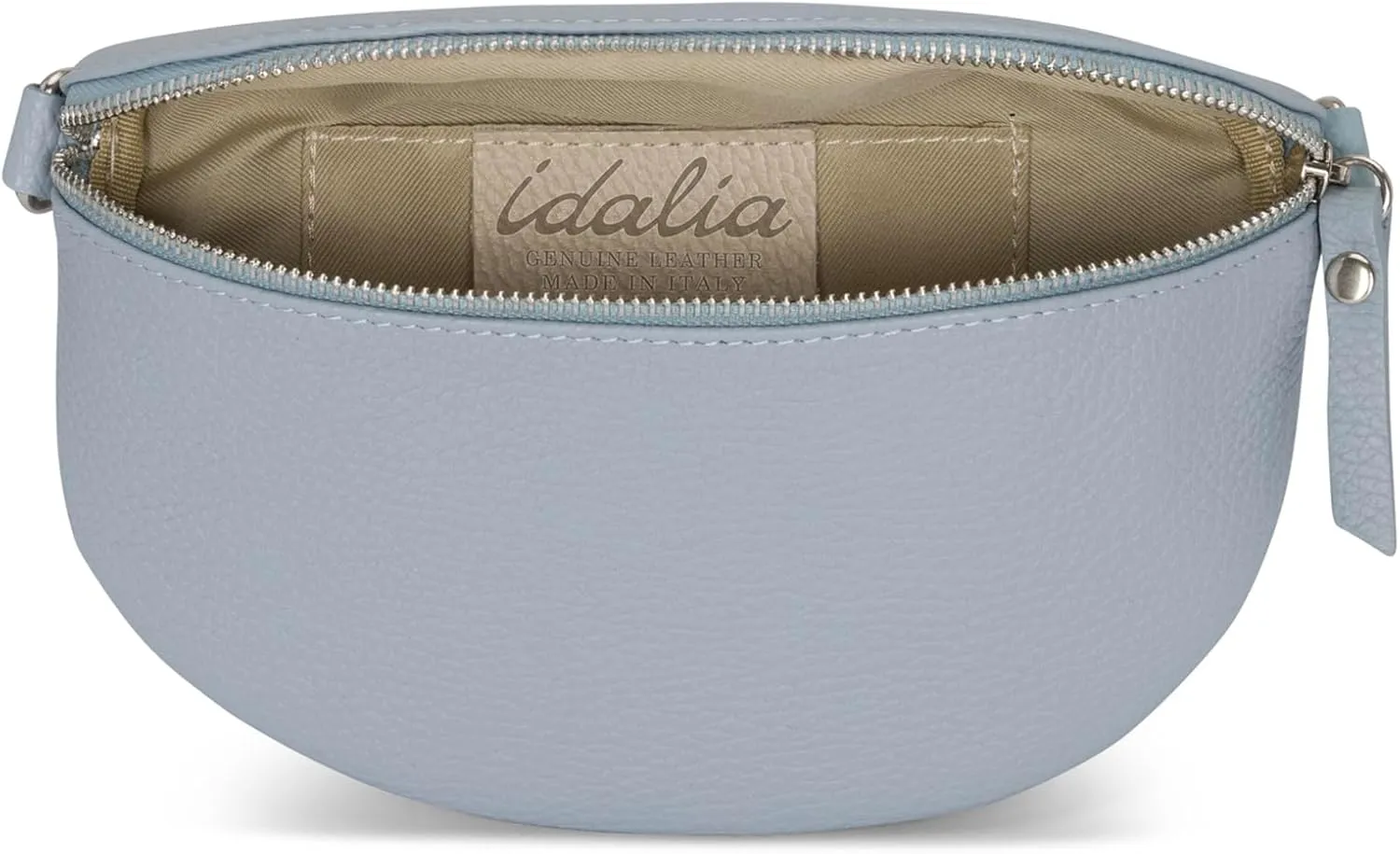 Crossbody Bag - Genuine Leather - Fanny Pack - Shoulder Sling Bag - Made in Italy, Sold in U.S. by Idalia (Icy Blue, Small)