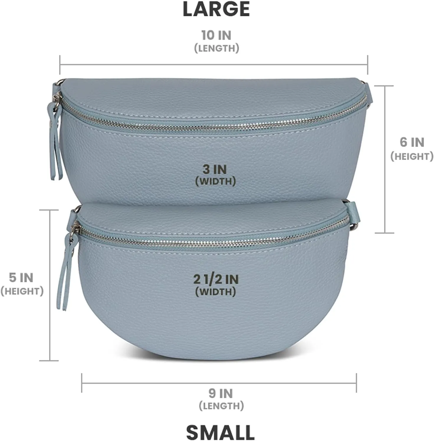 Crossbody Bag - Genuine Leather - Fanny Pack - Shoulder Sling Bag - Made in Italy, Sold in U.S. by Idalia (Icy Blue, Small)