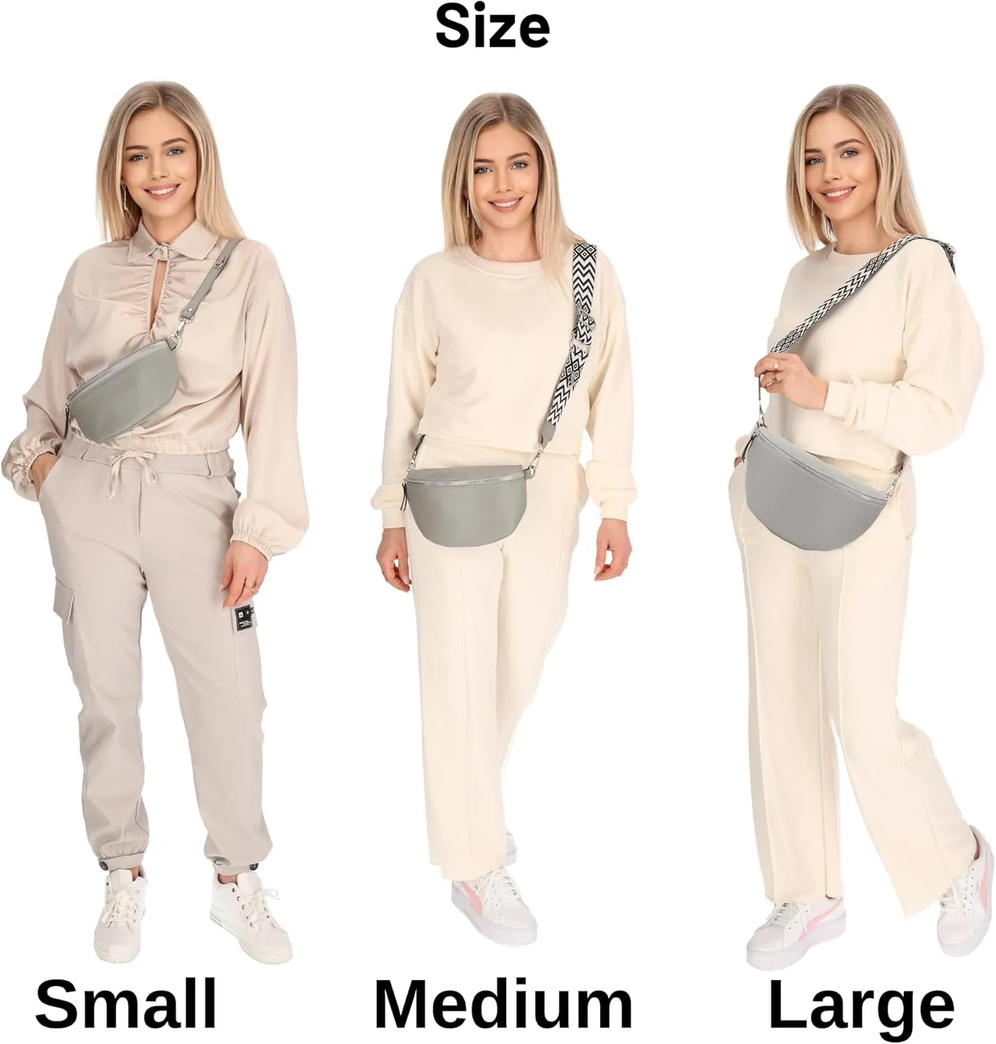 Crossbody Bags for Women Trendy, Genuine Leather Small Sling Bag, Fanny Packs with 2 Detachable Straps - Wide and Leather