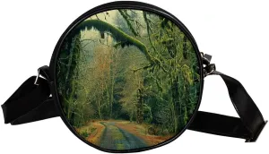 Crossbody Bags for Women,Crossbody Bag Men,Small Sling Bag,Scenic Road in Forest,Crossbody Purse