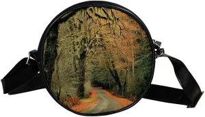 Crossbody Bags for Women,Crossbody Bag Men,Small Sling Bag,Scenic Road in Forest,Crossbody Purse