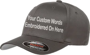 Custom Hat Flexible Fit 6277 6533 6477 Delta & More Embroidered. Your Own Text Curved Bill