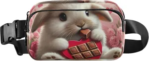 Cute Bunny Chocolate Treat Fanny Pack for Women Fashion Belt Bag Hip Pouch Waterproof Waist Pouch for Women