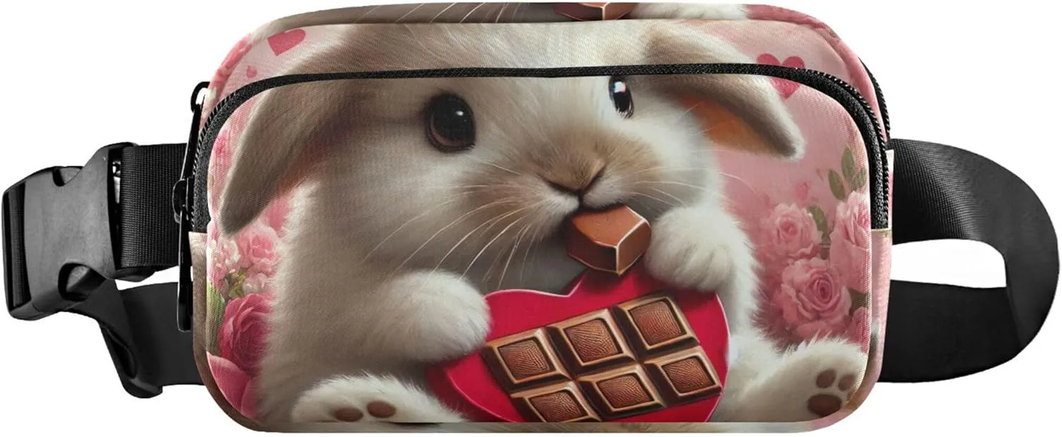 Cute Bunny Chocolate Treat Fanny Pack for Women Fashion Belt Bag Hip Pouch Waterproof Waist Pouch for Women