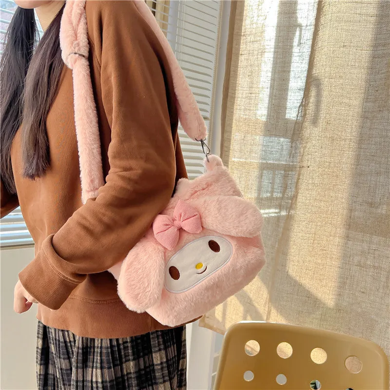 Cute Cartoon Bunny Plush Female Birthday Crossbody Bags