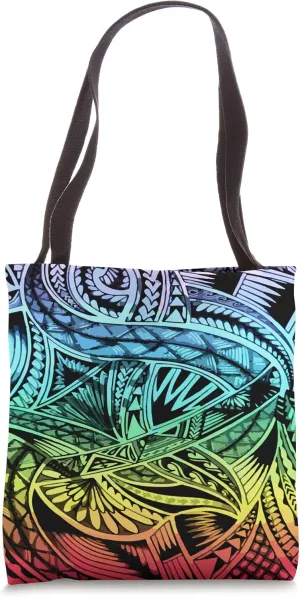 Cute Colored Polynesian Tattoo Hawaiian Tribal Samoan Tote Bag