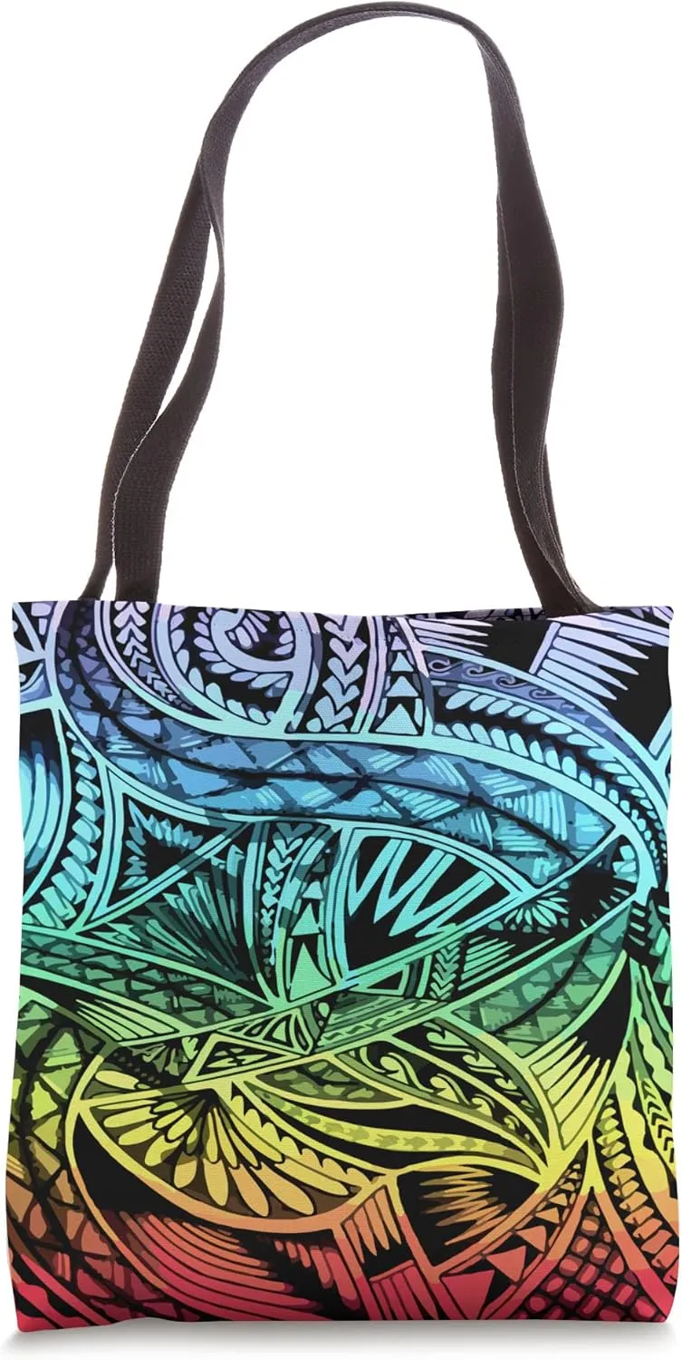 Cute Colored Polynesian Tattoo Hawaiian Tribal Samoan Tote Bag