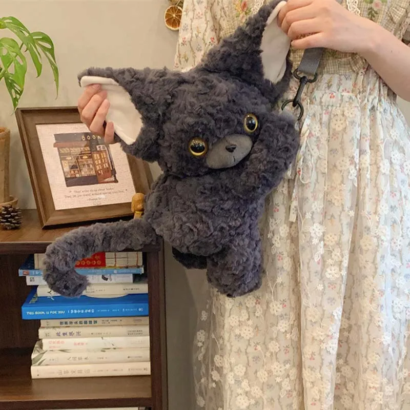 Cute Devon Rex Cat Plush Crossbody Bag