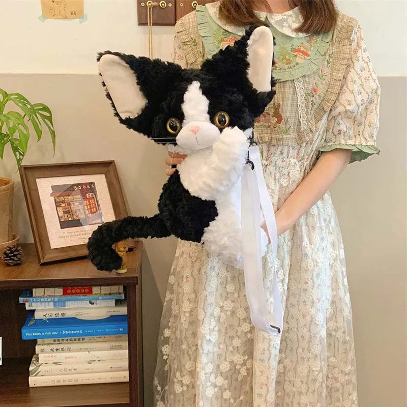 Cute Devon Rex Cat Plush Crossbody Bag