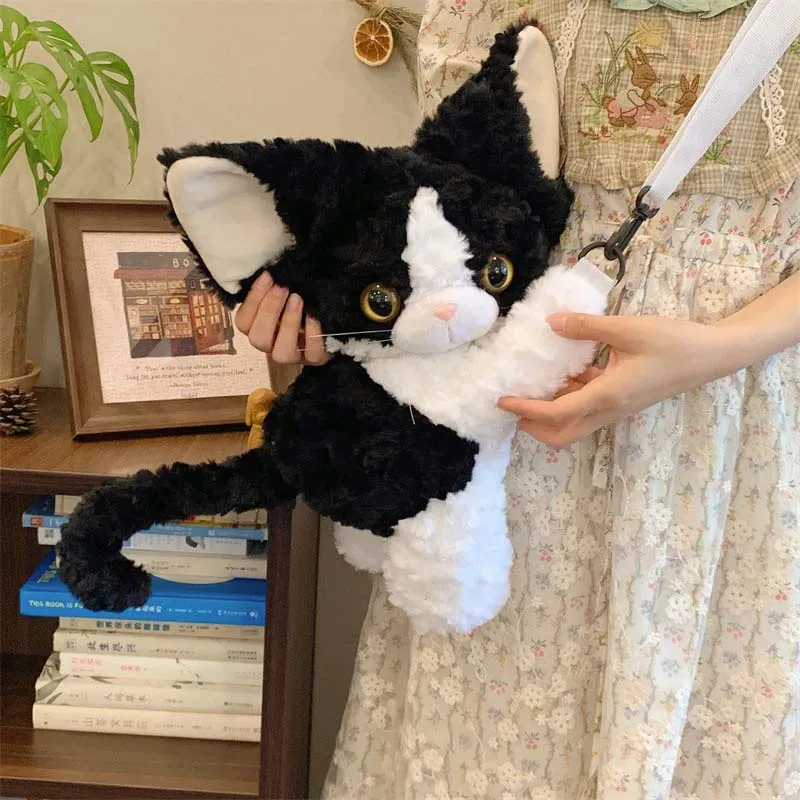 Cute Devon Rex Cat Plush Crossbody Bag
