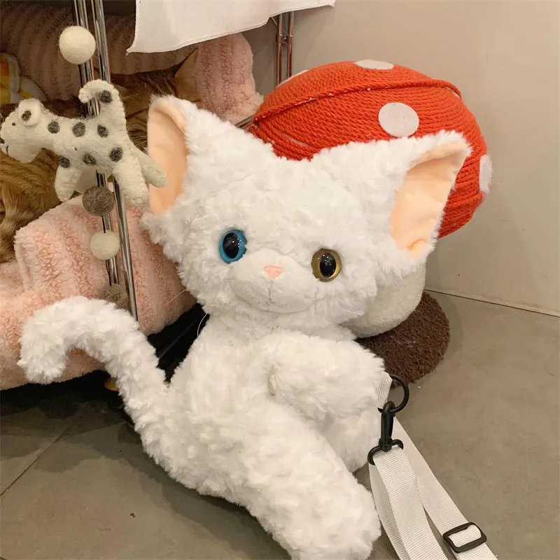 Cute Devon Rex Cat Plush Crossbody Bag
