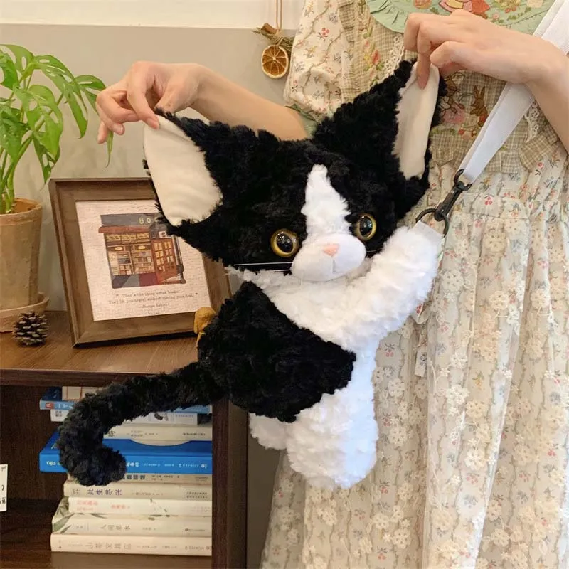 Cute Devon Rex Cat Plush Crossbody Bag