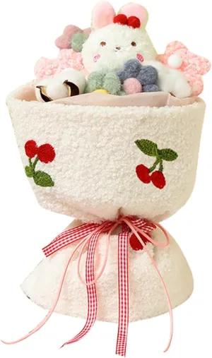 Cute Flower Stuffed Plants Plush Bouquet Cute Cartoon LED String Light Stuffed Animals Bouquet for Birthday Valentine's Day(A1)