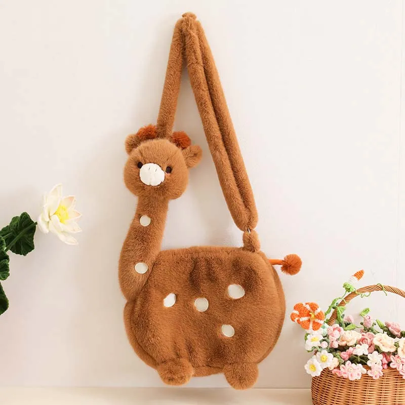 Cute Giraffe Crossbody Shoulder Plush Bag