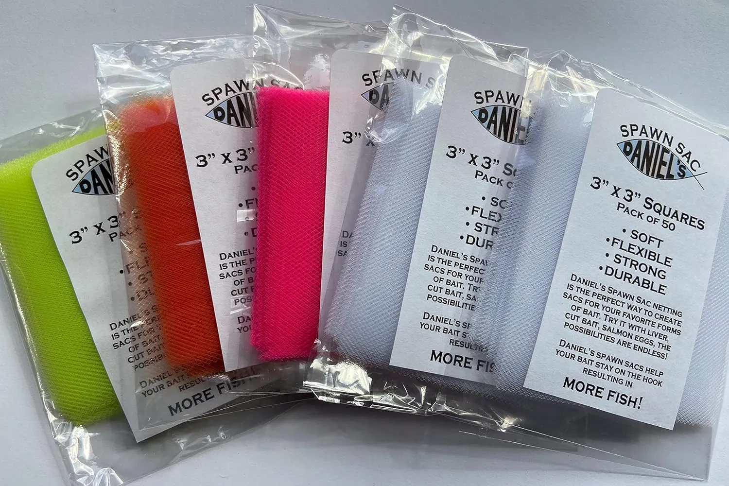 Daniel's Spawn Sac Netting - 3" x 3" Squares Pack of 250 (Variety)