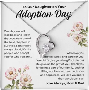 Daughter on Adoption Day Necklace Message Card Box Forever Love - Stepdaughter Adoptive Encouragement Relationship Grateful Chosen Daughter