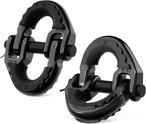 DAYDOOR 1/2" Safety Chain Connector Link, G80 Tow Hitch Hammerlock Coupling Link with 12000 lbs Capacity, Tow Chain Connector with Rubber Isolators for Trucks, Trailers, SUVs(2-Pack) (Black)