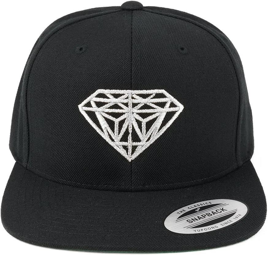 Diamond Embroidered Flat Bill Snapback Cap