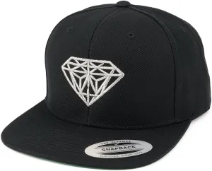 Diamond Embroidered Flat Bill Snapback Cap
