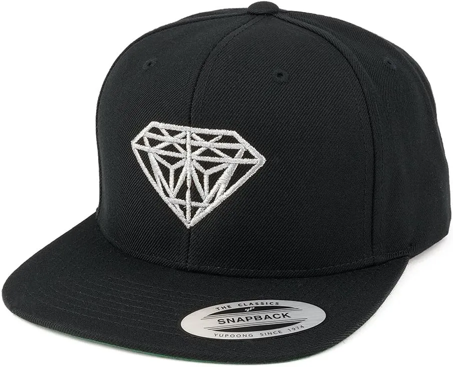 Diamond Embroidered Flat Bill Snapback Cap