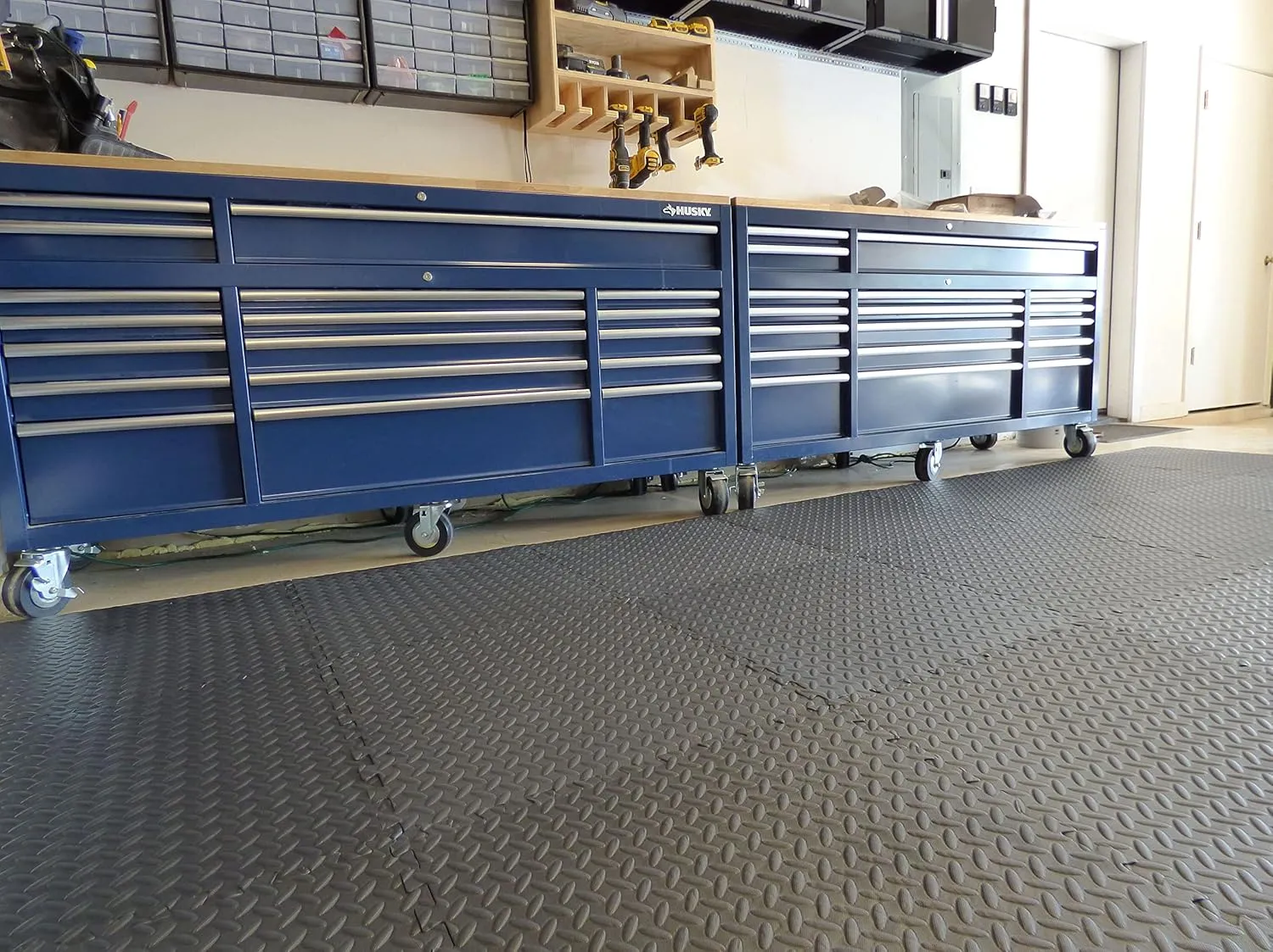 Diamond Plate Fitness MATS: Interlocking EVA Foam Flooring for Home Gym, Exercise, and Workouts (Black, 20SQFT)