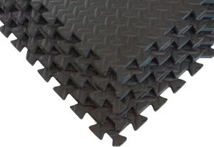 Diamond Plate Fitness MATS: Interlocking EVA Foam Flooring for Home Gym, Exercise, and Workouts (Black, 20SQFT)