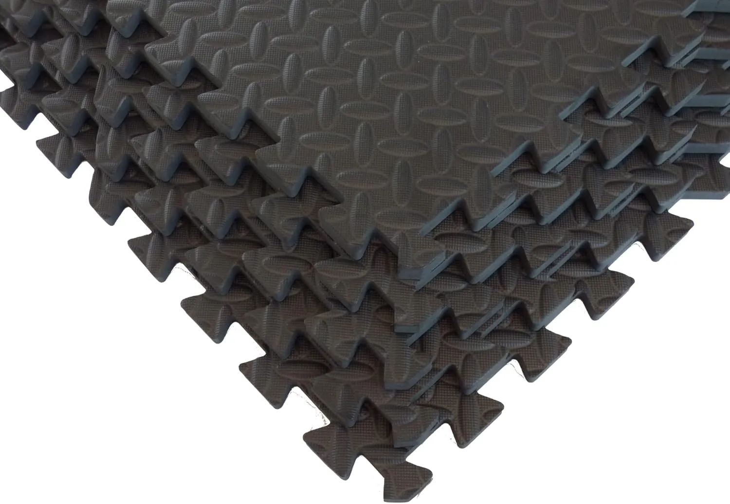 Diamond Plate Fitness MATS: Interlocking EVA Foam Flooring for Home Gym, Exercise, and Workouts (Black, 20SQFT)