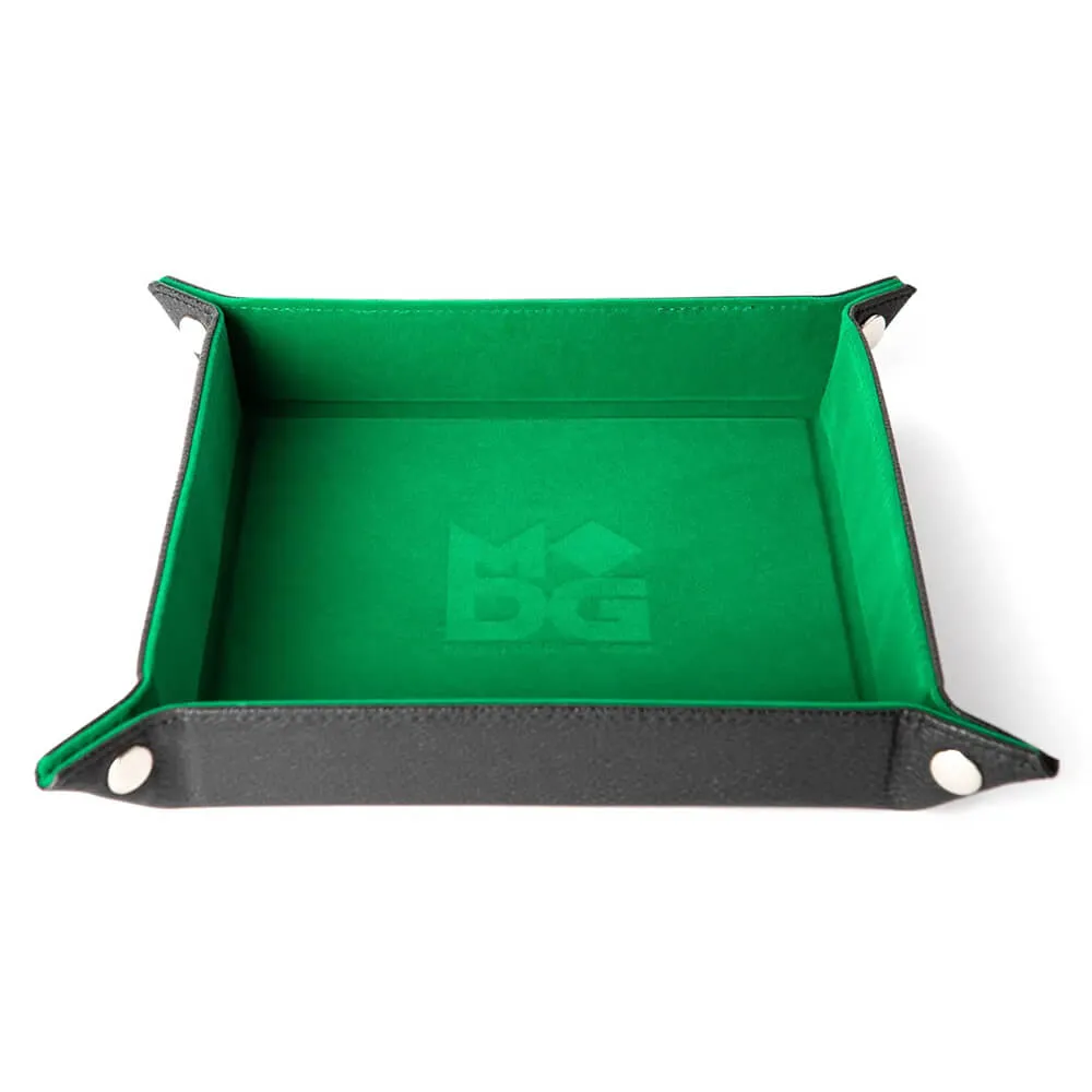 Dice Tray (10x10in) Leatherette Back / Velvet Green