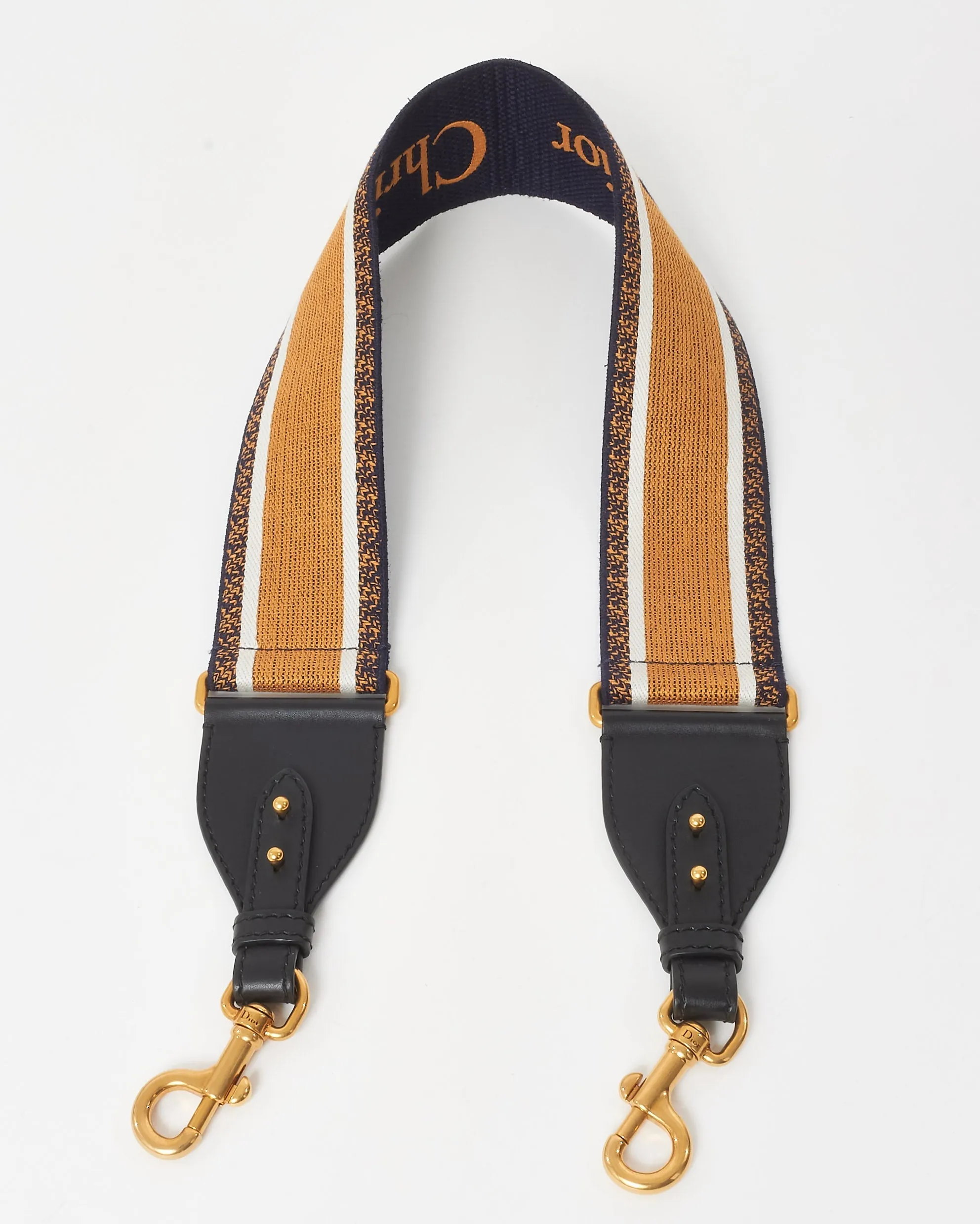 Dior Tan & Navy Embroidered Canvas Logo Strap
