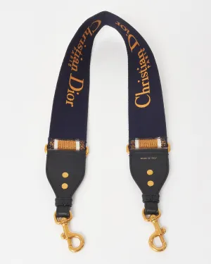Dior Tan & Navy Embroidered Canvas Logo Strap