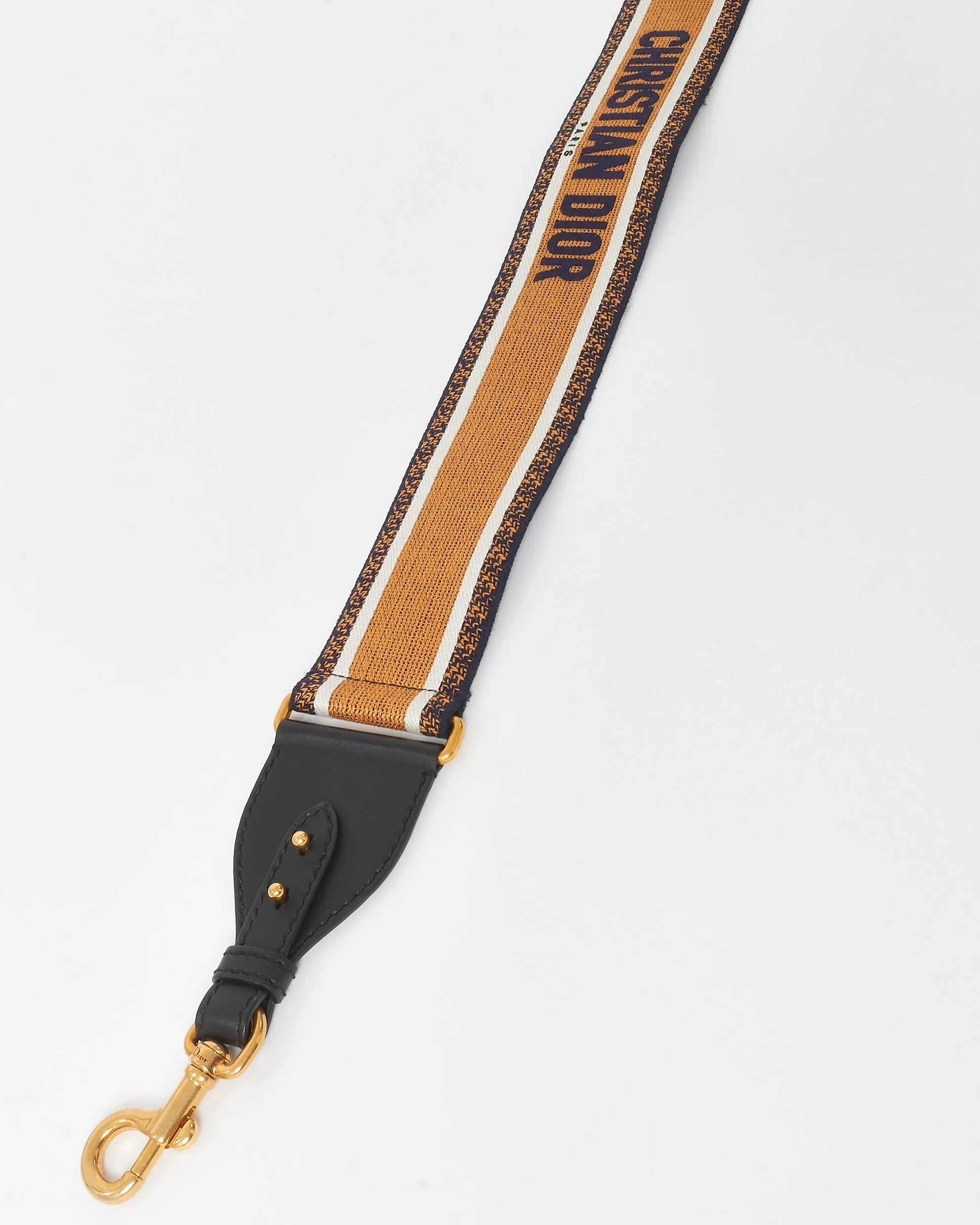 Dior Tan & Navy Embroidered Canvas Logo Strap