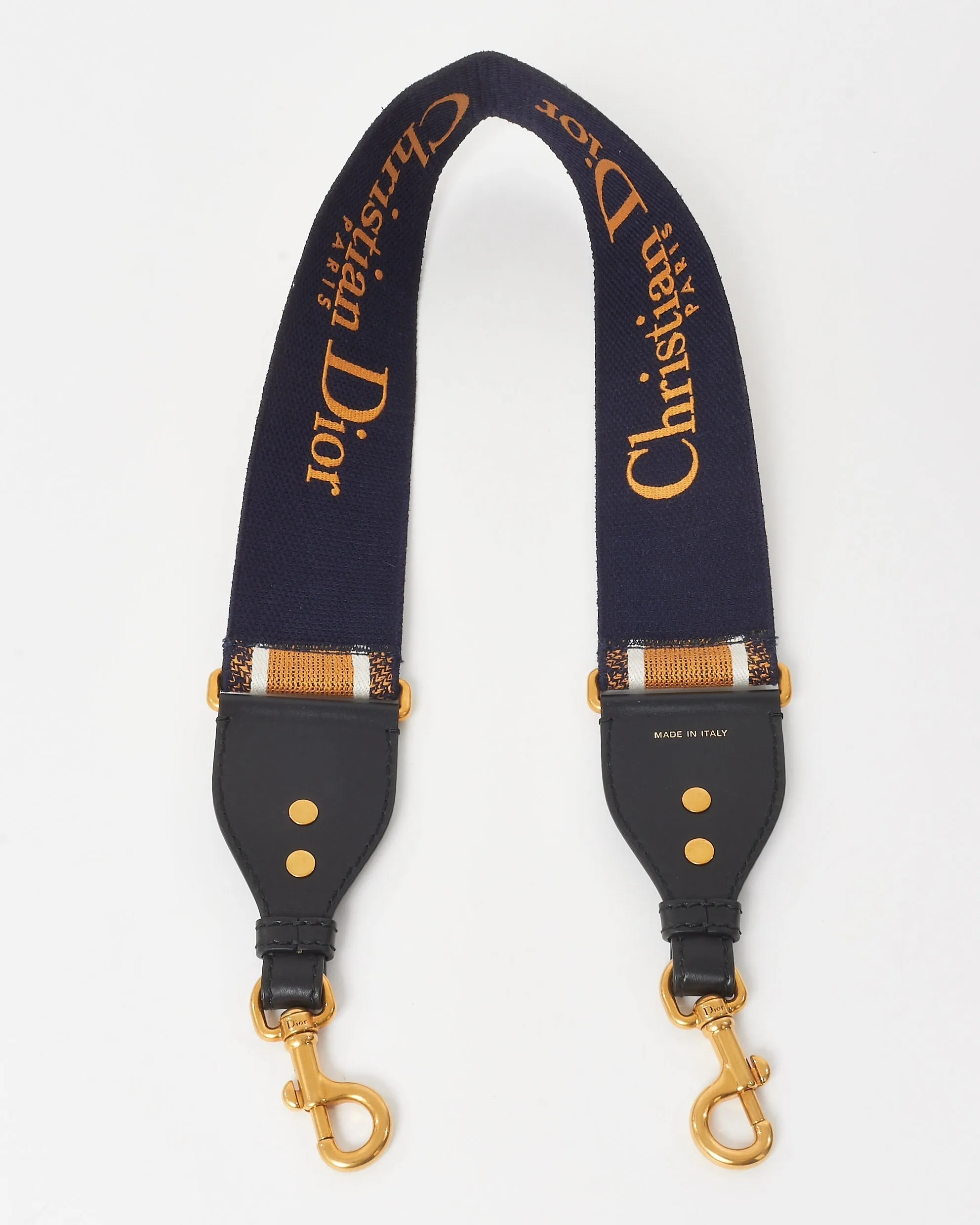 Dior Tan & Navy Embroidered Canvas Logo Strap