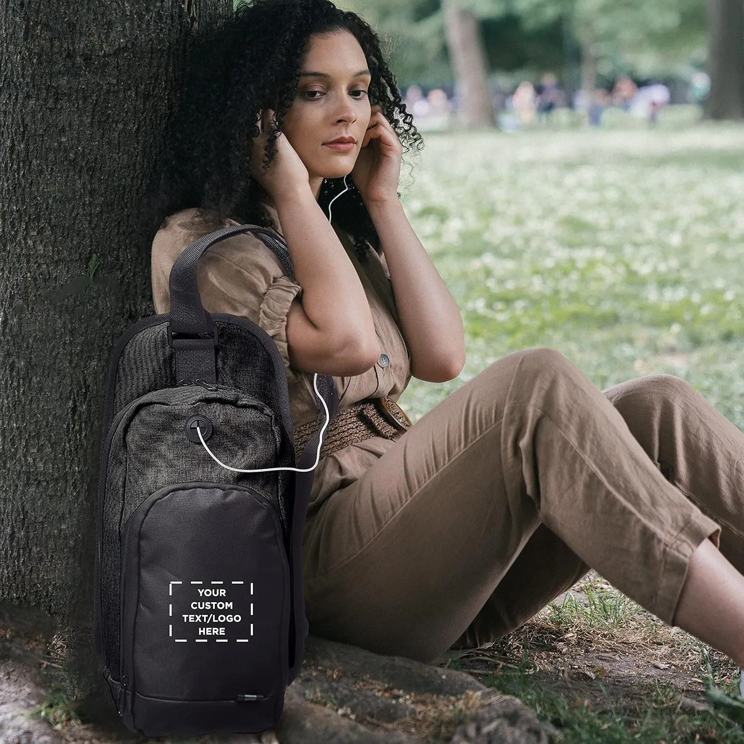 DISCOUNT PROMOS Custom O Valley Crossbody Shoulder Bag Set of 6, Personalized Bulk Pack - Bring Everywhere You Go, Perfect for Travellers and Great for Everyday Use - Black