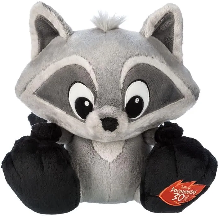 Disney Store Official Meeko Big Feet Plush - Pocahontas 30th Anniversary Stuffed Raccoon Plushie with Embroidered Features, Furry Tufts, Soft Ears & Appliqué Logo - 11" Raccoon Toy