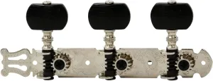 DJ310NK-A1B TENOR Classical Guitar Tuners, Tuning Key Pegs/Machine Heads for Classical or Flamenco Guitar with Nickel Finish and Ebony Colored Buttons.