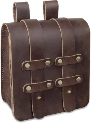DK86 Medieval Leather Belt Pouch Renaissance Costume Accessories LARP Waist Bag Fanny Pack, Large Coffee (New)