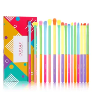 Docolor Eye Makeup Brushes 16pcs Colorful Eyeshadow Makeup Brush Set Professtional Eyeshadow Brushes with Soft Synthetic Hairs & Real Wood Handle for Eyeshadow, Eyebrow, Eyeliner, Blending