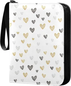 Doodle Colorful Heart Pattern Card Holder, Card Holder Album with 400 Card Slots in 50 Pages for Display, Storage, Portability