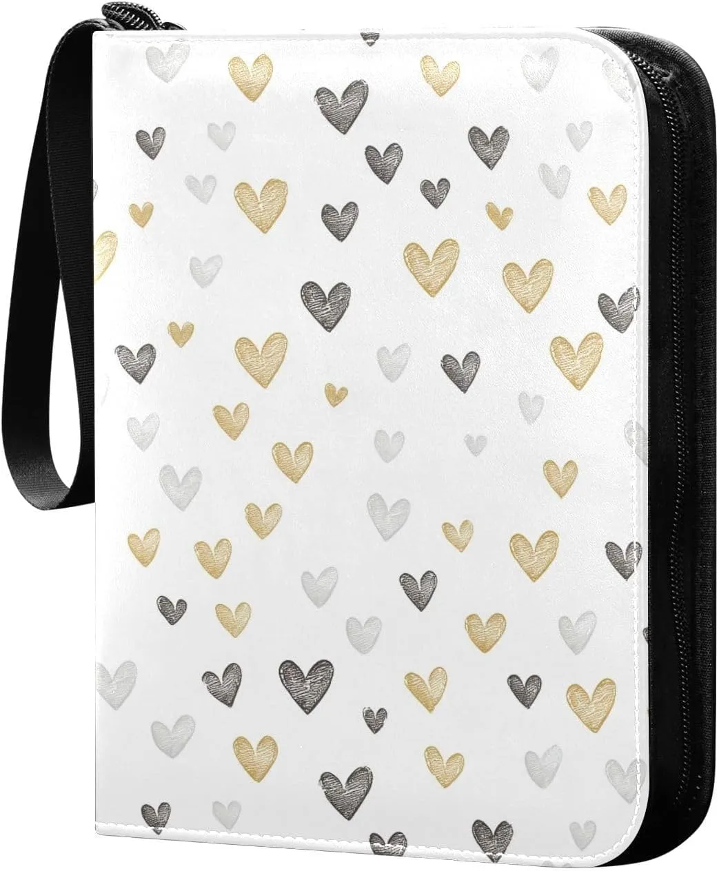 Doodle Colorful Heart Pattern Card Holder, Card Holder Album with 400 Card Slots in 50 Pages for Display, Storage, Portability