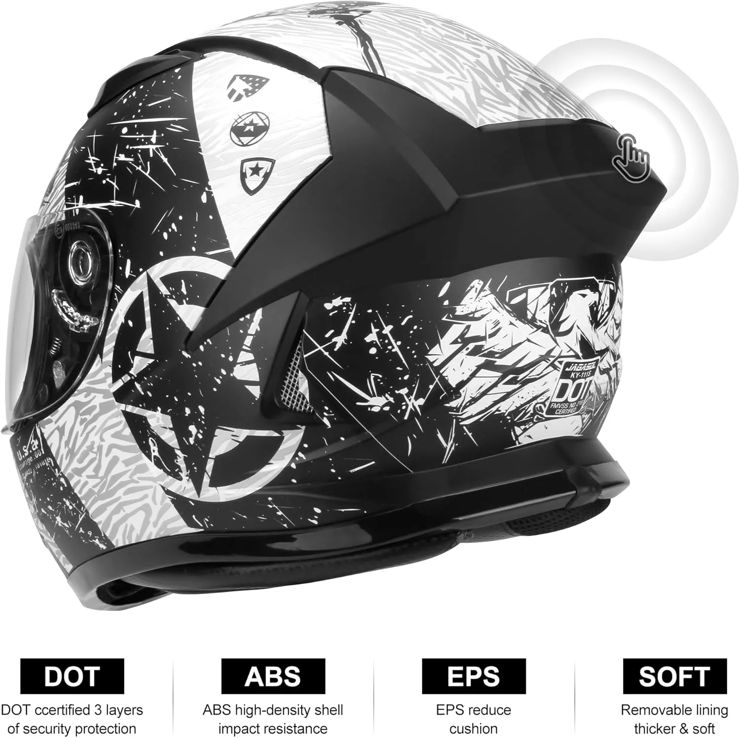 DOT Lightweight Full Face Motorcycle Street Bike Helmets with Extra Tinted Visor for Adults Men and Women, DOT Approved(Graphic,L)