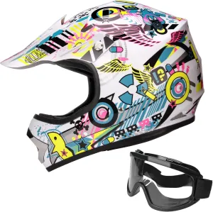 DOT Youth Motocross Offroad Street Dirt Bike Helmets for Kids 8-14,BMX MX ATV Helmet with Goggles DOT Approved