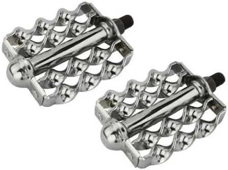 Double Flat Twisted 1/2" Pedals Chrome. Bike Pedals, Bicycle Pedal, for lowrider, Beach Cruiser, Chopper, Limo, Stretch Bike